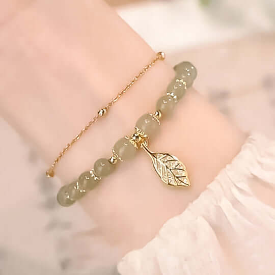 Hetian Jade Gold Leaf Bracelet