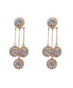 Zircon Round Petal Earrings