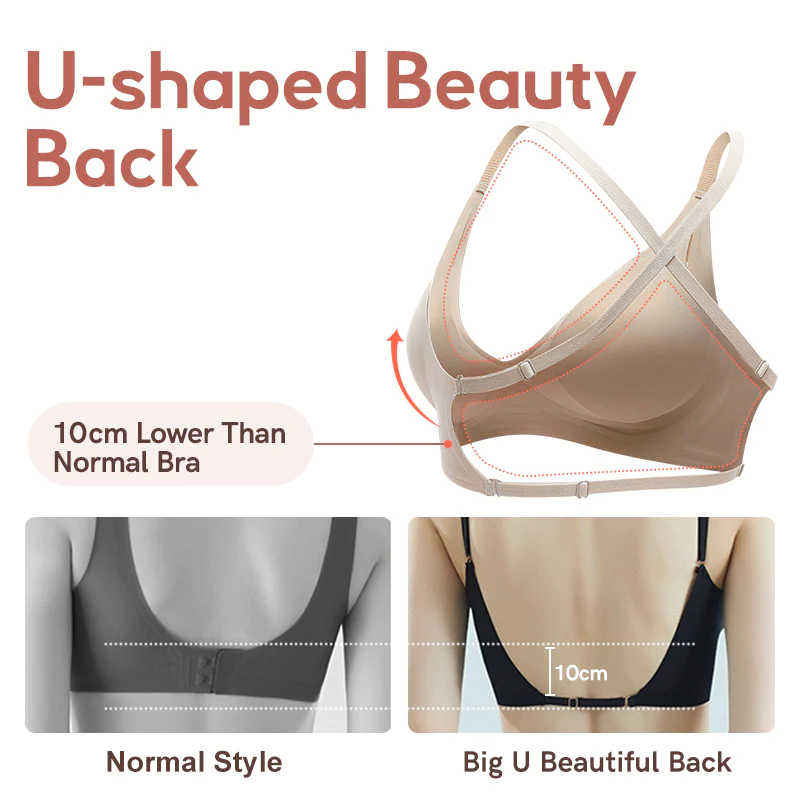 GFOUK U-Shape Ultra-Thin Non-Marking Backless Bra