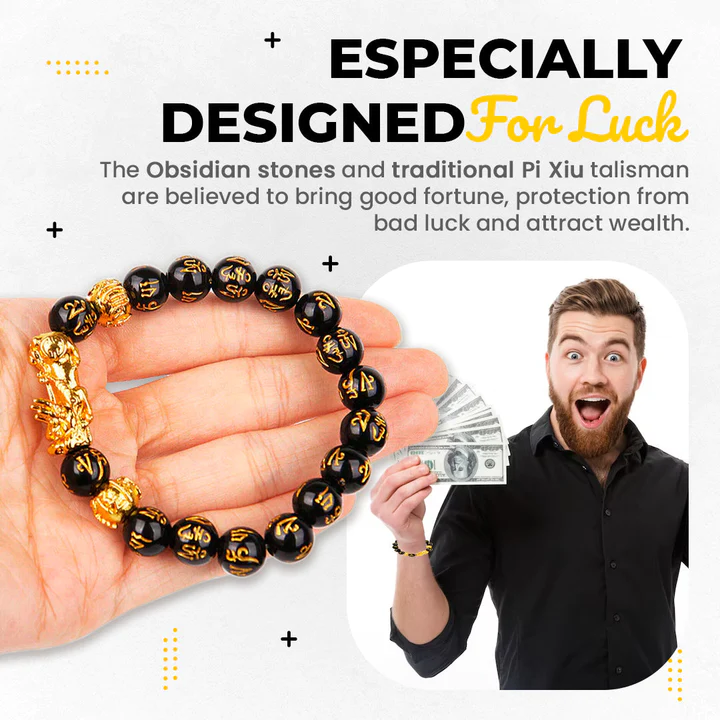 Feng Shui Brave Troops Black Obsidian Wealth Bracelet