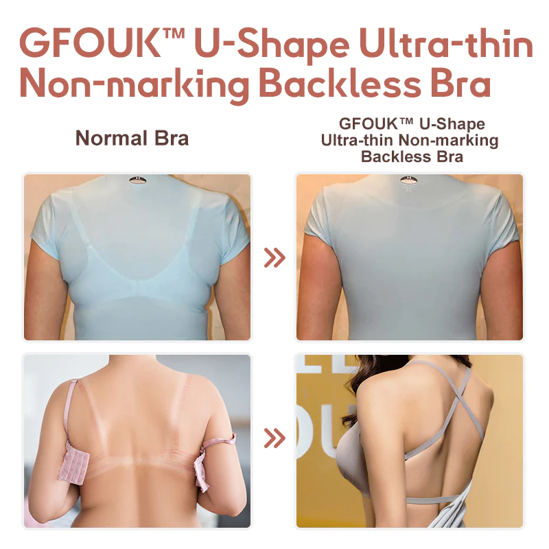 GFOUK U-Shape Ultra-Thin Non-Marking Backless Bra