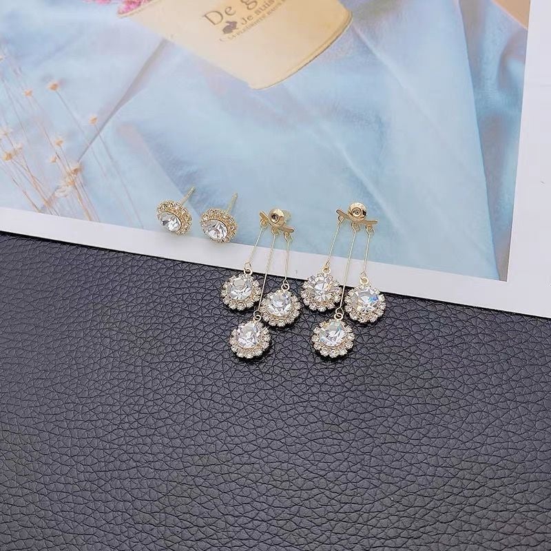 Zircon Round Petal Earrings