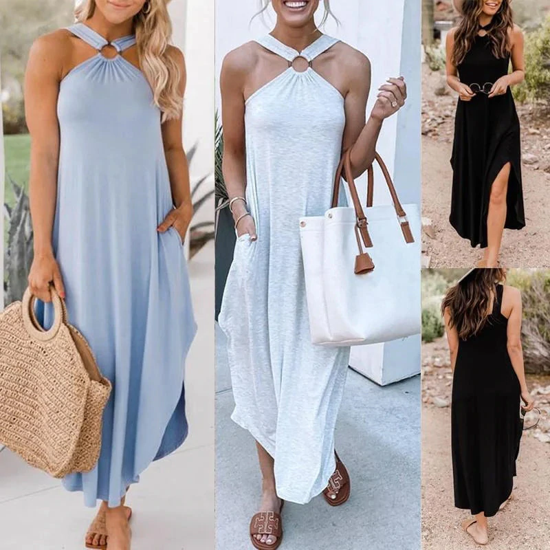 Off Shoulder Halter Long Dress