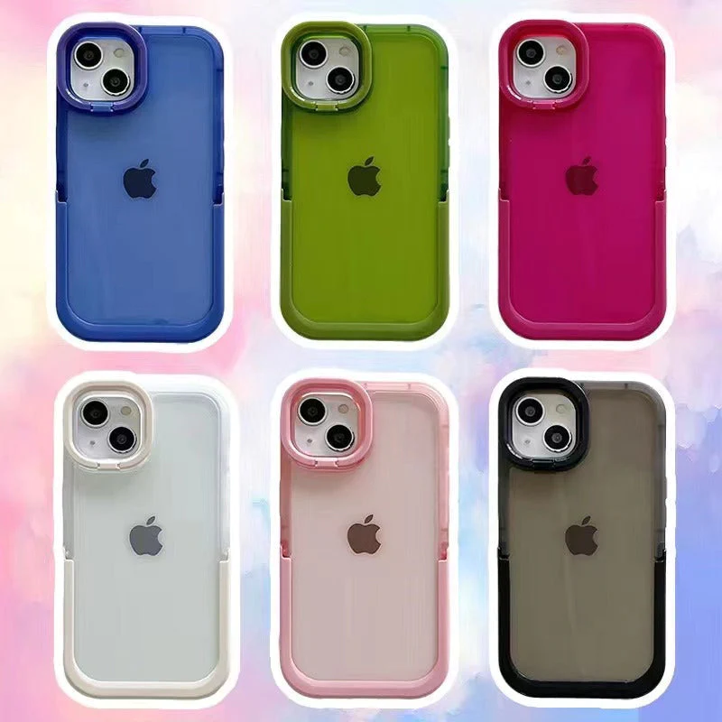 Double Stand Transparent TPU iPhone Case