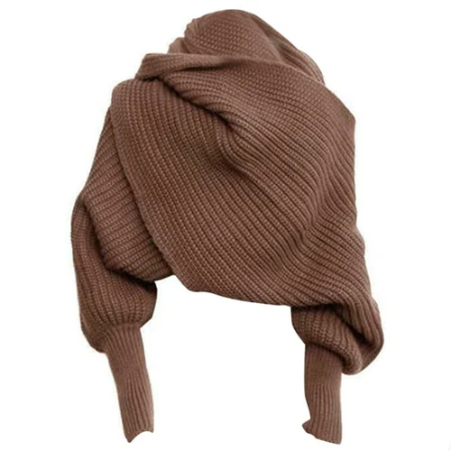 Trendy Knitted Sweater Scarf With Sleeves