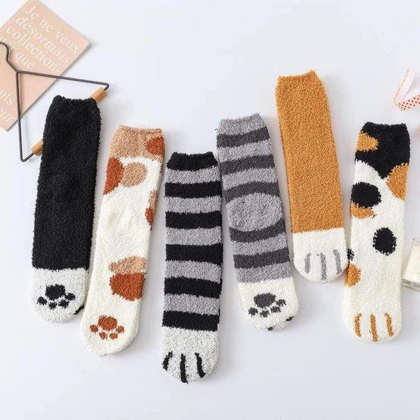 Cozy Cat Paw Fleece Socks