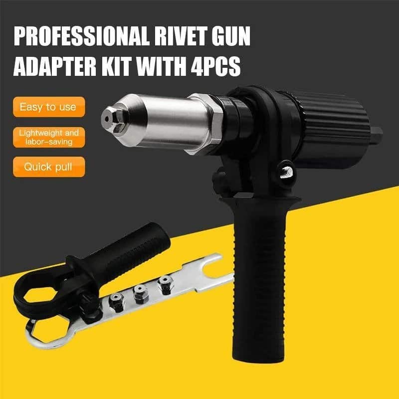 Professional Rivet Gun Adapter Kit With 4Pcs Different Nozzle Bolts