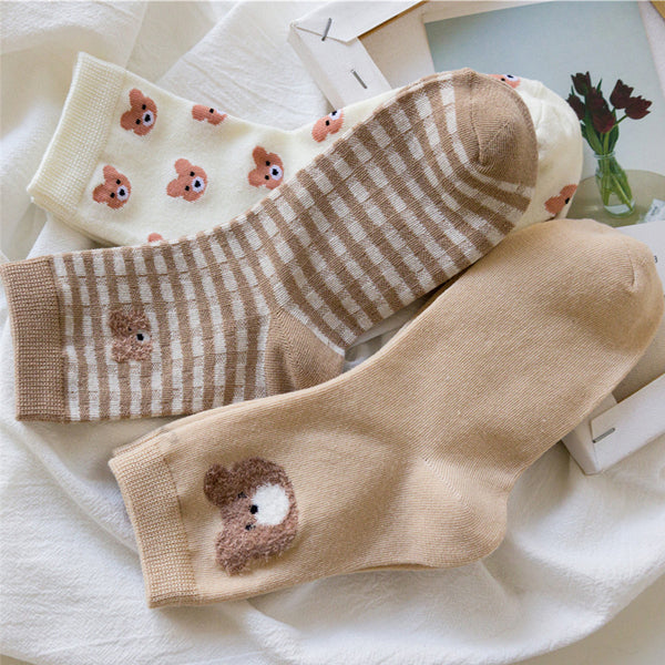 Lovely Bear Middle Tube Socks