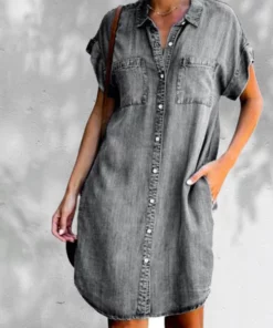 Casual Denim Short Sleeve Dress