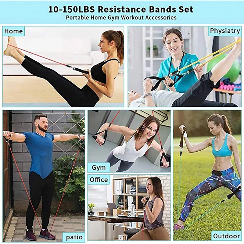 11pcs 150LBS Resistance Booty Tubes Set