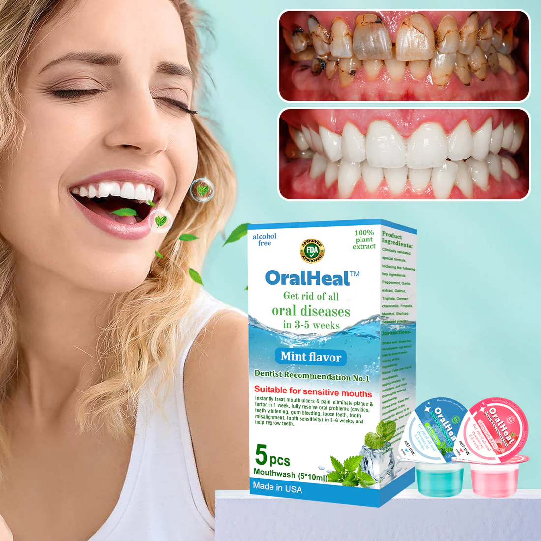 OralHeal Jelly Cup Mouthwash Restoring Teeth and Mouth to Health