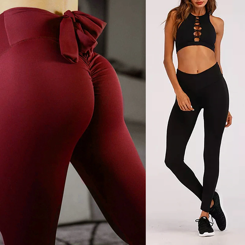 Sexy Peach Buttock Bowknot Yoga Pants