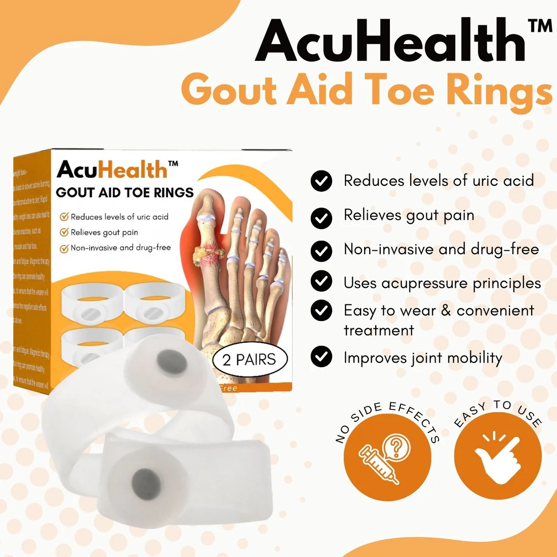 AcuHealth Gout Aid Toe Rings