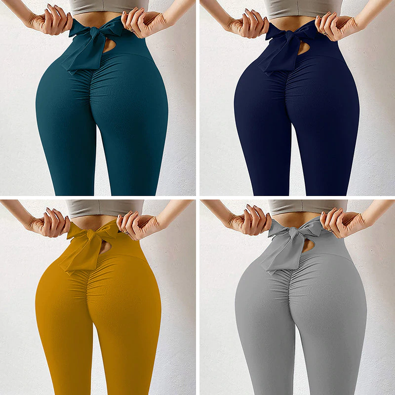 Sexy Peach Buttock Bowknot Yoga Pants