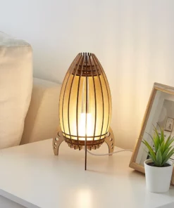 Wooden Space Rocket LED Bedside Lamp