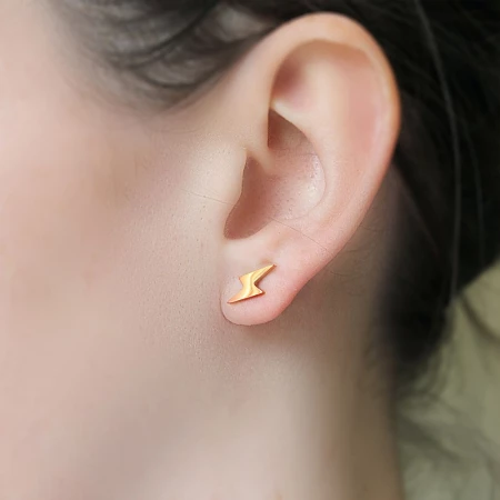 Small Lightning Bolt Stud Earrings