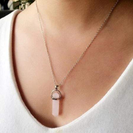 Healing Pink Rose Quartz Pendant Necklace