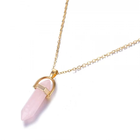 Healing Pink Rose Quartz Pendant Necklace