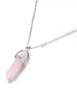 Healing Pink Rose Quartz Pendant Necklace