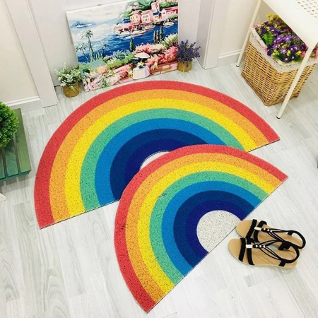 Water-resistant PVC Rainbow Floor Doormat With Anti-slip Back, 2 Sizes