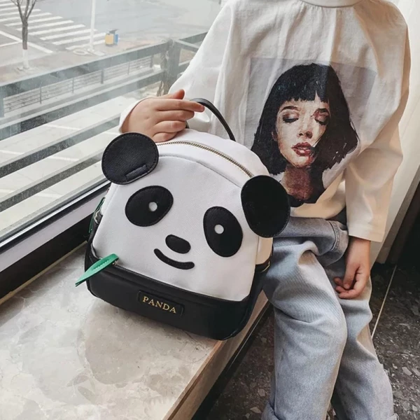 Polyester Cute Panda Backpack For School & Trips