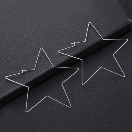 Zinc Alloy Star Shaped Hoop Earrings