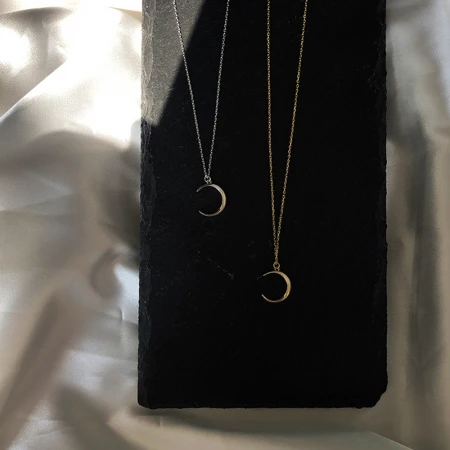 Gold & Silver Crescent Moon Necklace