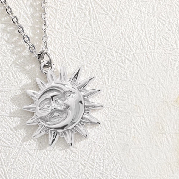 Stainless Steel Dainty Sun Pendant Necklace