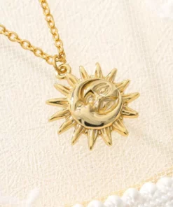 Stainless Steel Dainty Sun Pendant Necklace