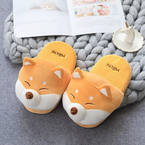 Unisex Plush Corgi Slippers