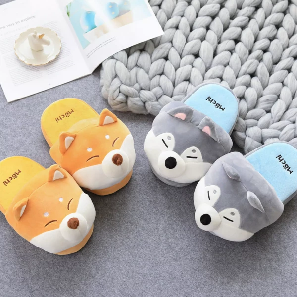 Unisex Plush Corgi Slippers