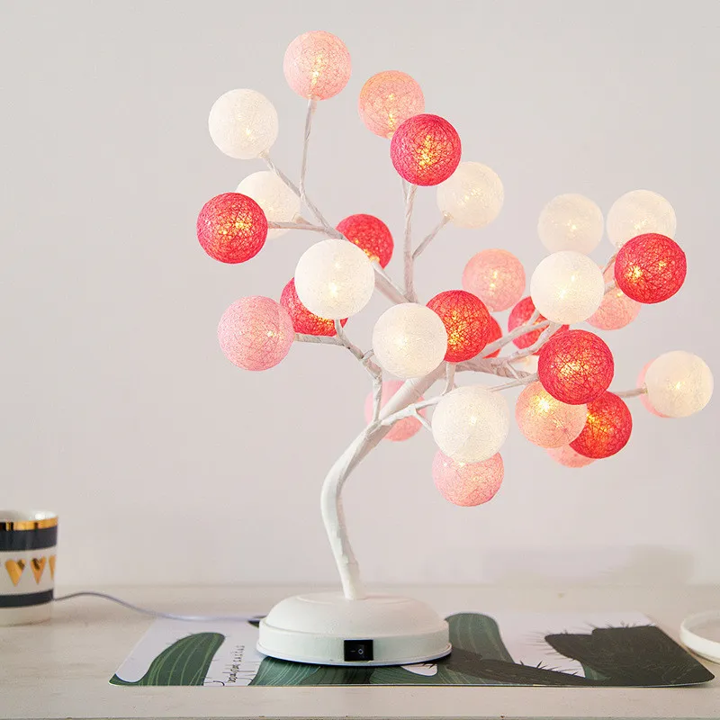 Creative Cotton Ball Tree Lamp