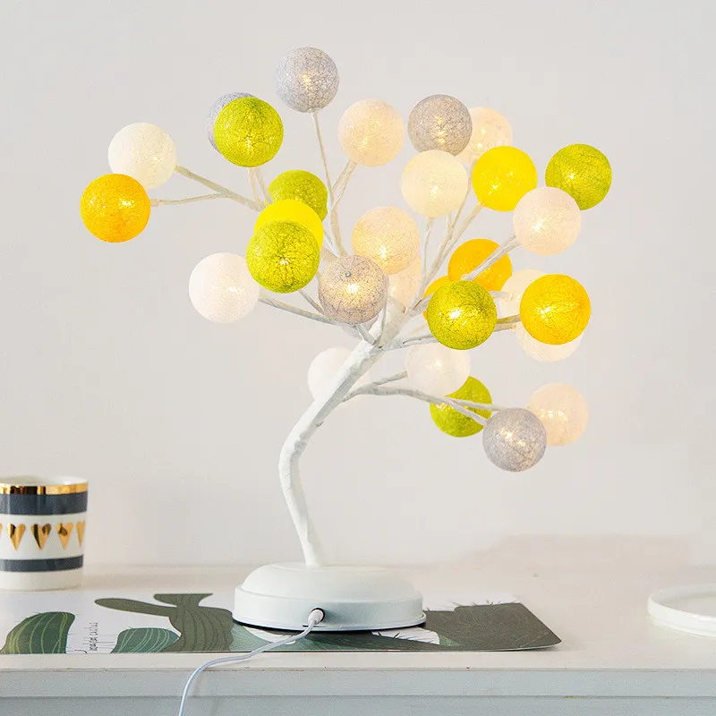 Creative Cotton Ball Tree Lamp