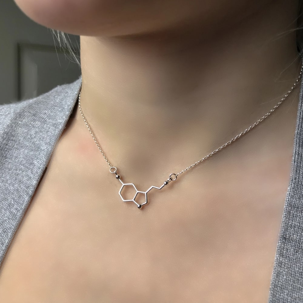 Zinc Alloy Serotonin Molecule Necklace