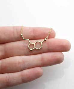 Zinc Alloy Serotonin Molecule Necklace