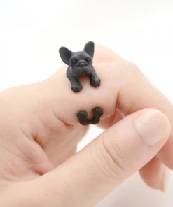 Zinc Alloy French BullDog Ring