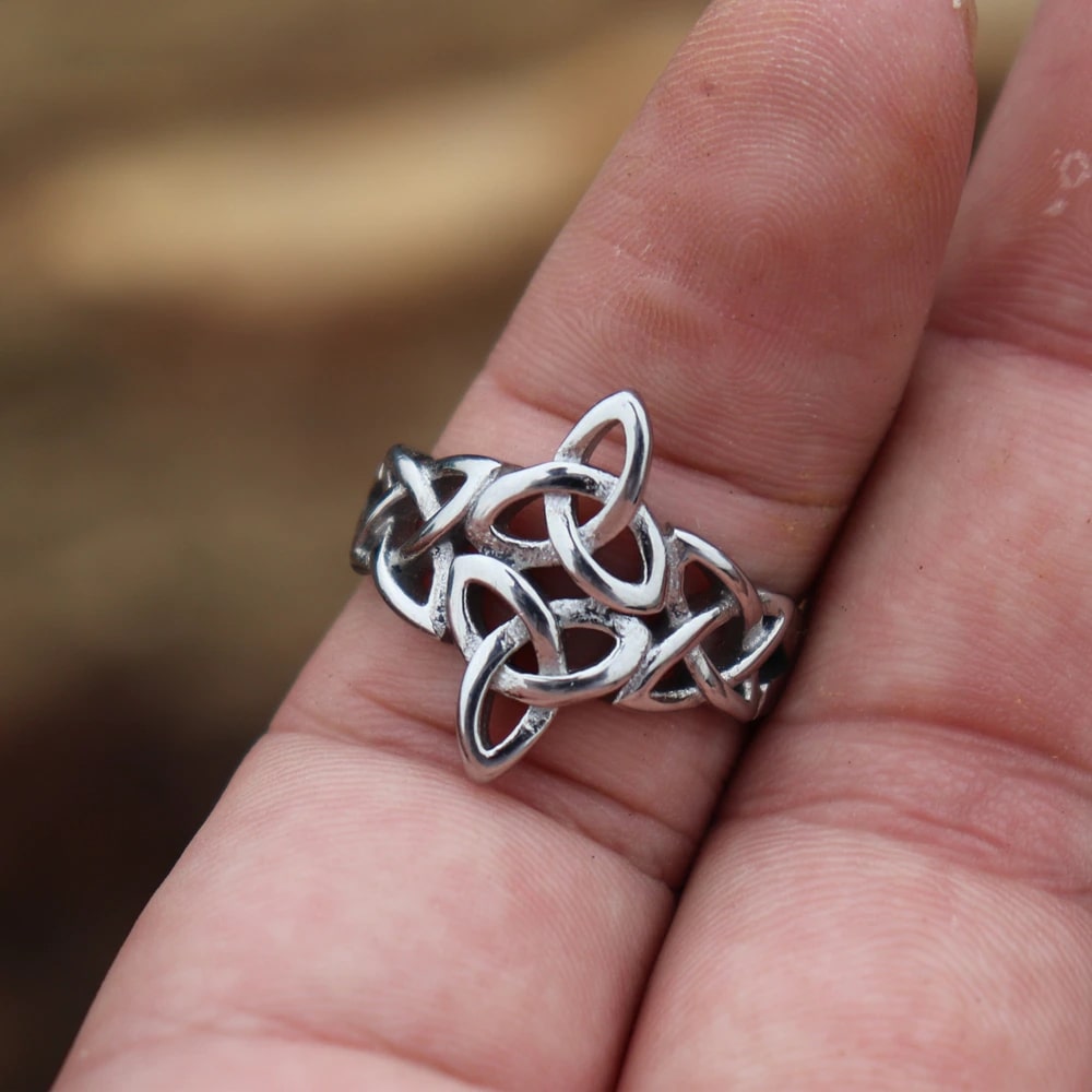 Stainless Steel Silver Triquetra Ring