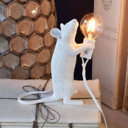 Whimsical Resin Mouse Lamps With E12 Bulbs