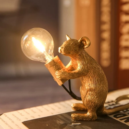 Whimsical Resin Mouse Lamps With E12 Bulbs