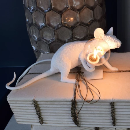 Whimsical Resin Mouse Lamps With E12 Bulbs