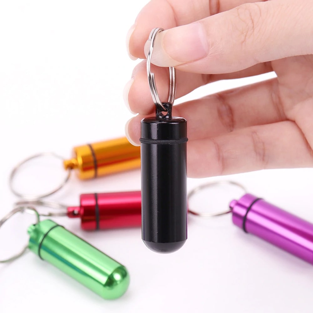 Aluminum Alloy Keychain Pill Holder Bottle