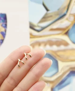 Silver & Gold Wishbone Stud Earrings