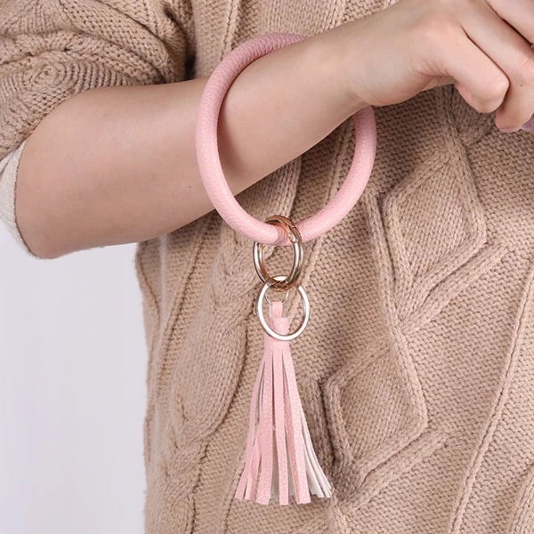 Leather Wrist Strap Keychain