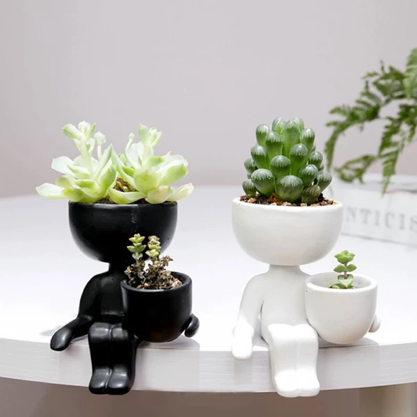 Human Shaped Ceramic Sitting Flower Pots