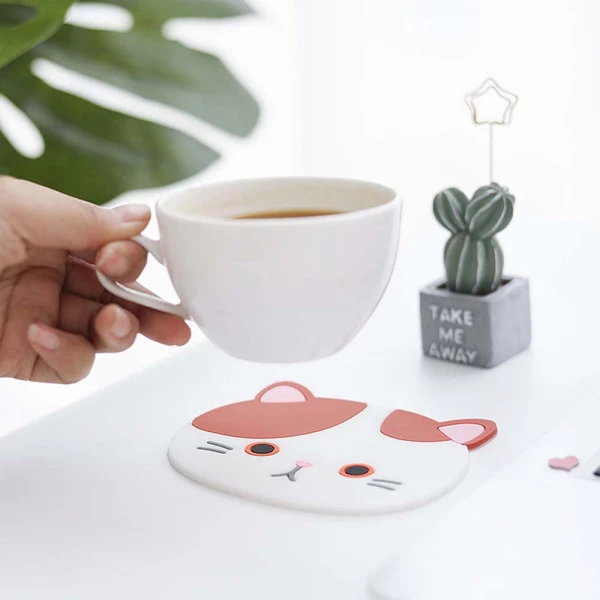 Cat Shaped Tea Coaster Cup Mat