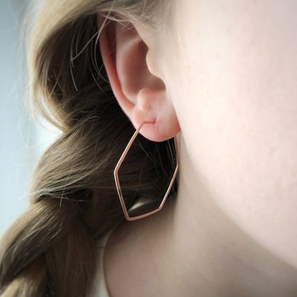 Zinc Alloy Hexagon Hoop Earring