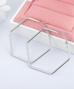 Zinc Alloy Hexagon Hoop Earring