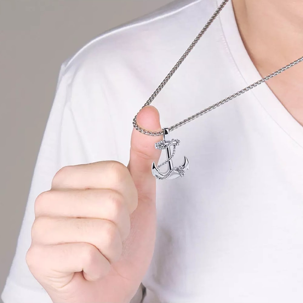 Stainless Steel Unisex Anchor Necklace