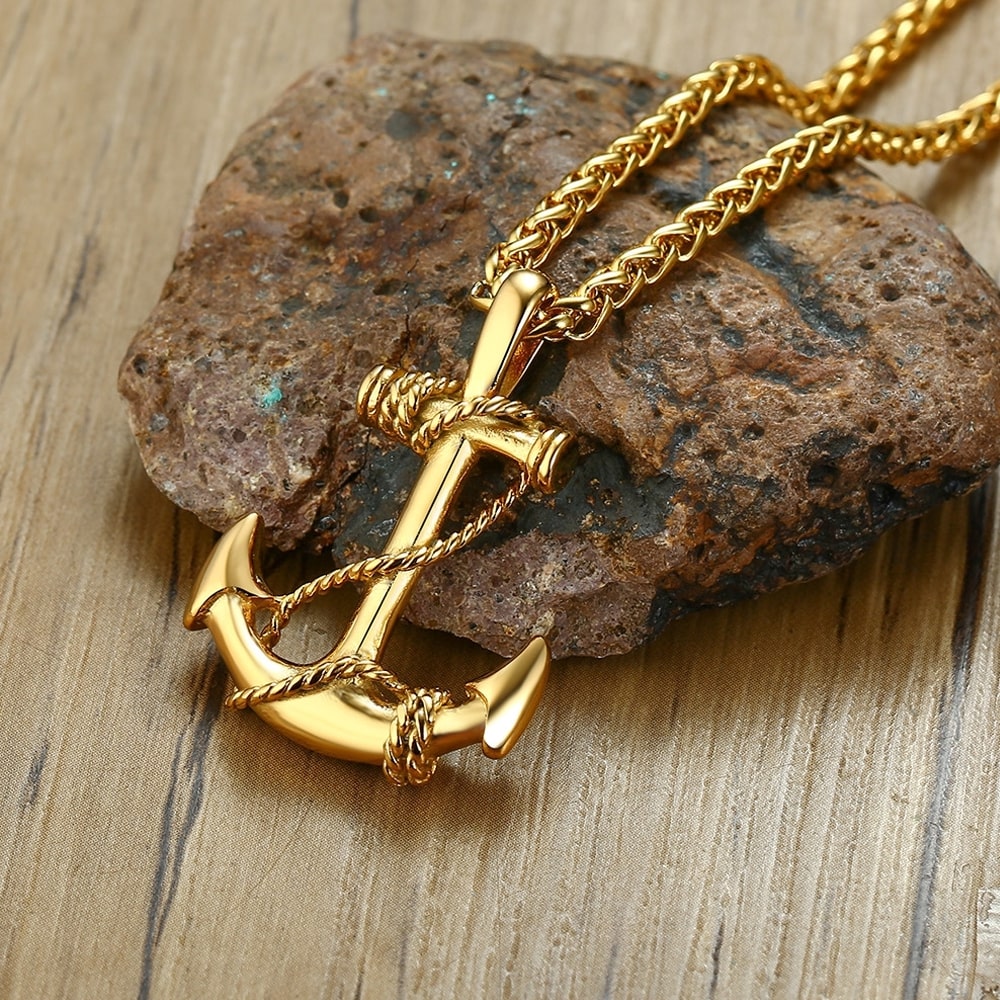 Stainless Steel Unisex Anchor Necklace