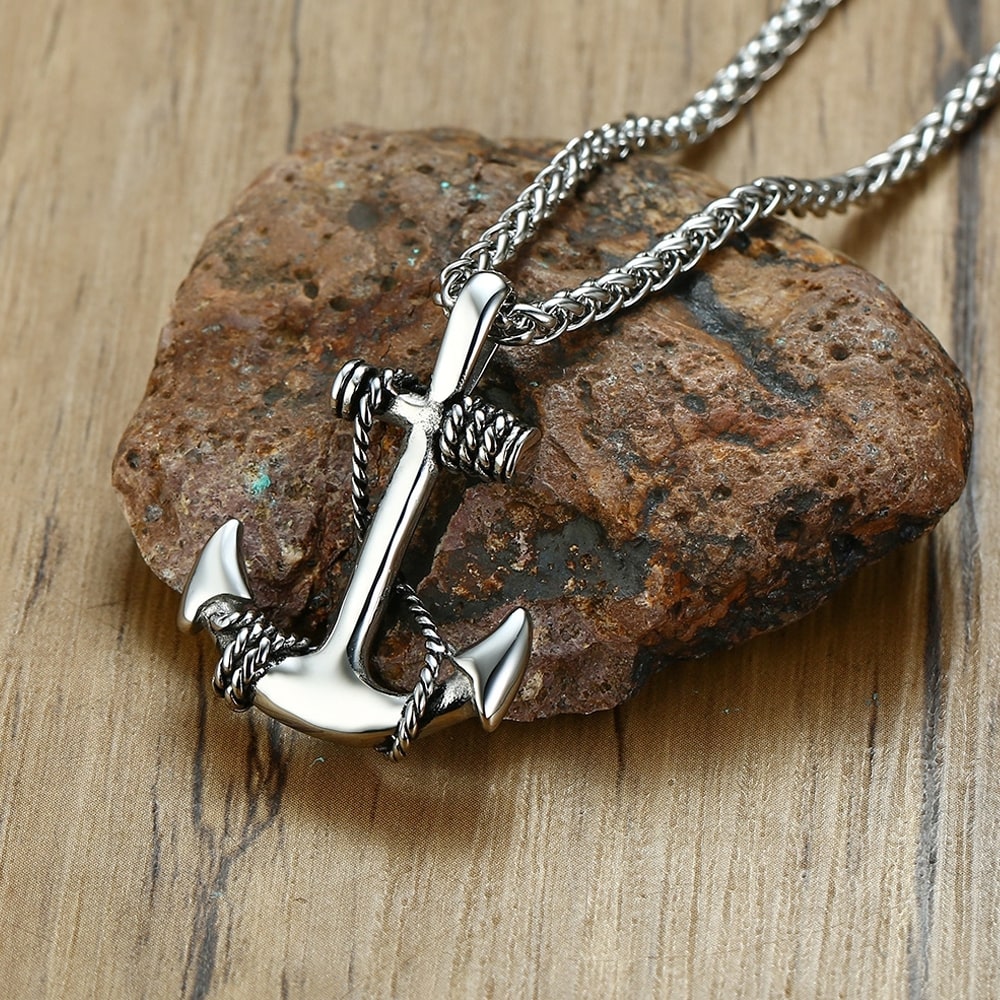 Stainless Steel Unisex Anchor Necklace